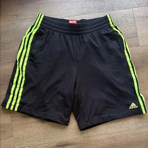 Adidas vintage Basketball Shorts with Bright Green Stripes !! Large